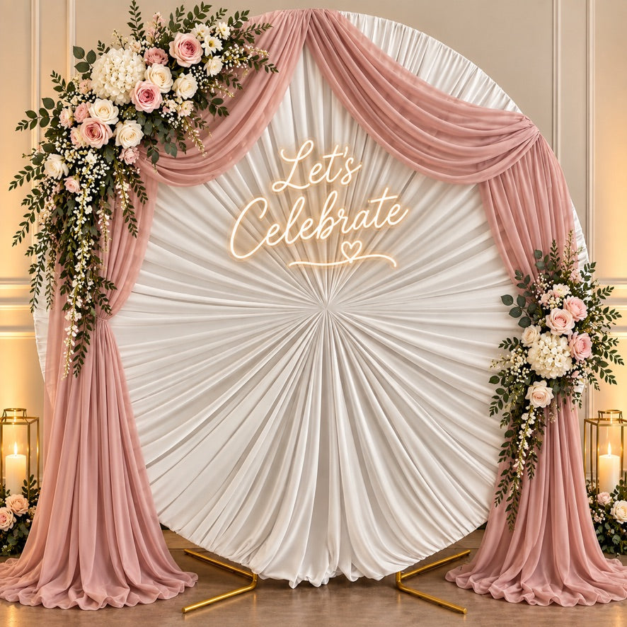 Pleated Circular Backdrop Covers | White 6.6