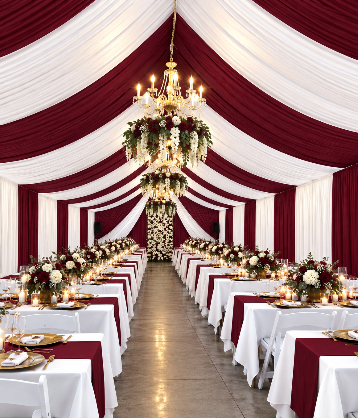 Cortinas Para Carpas | 12 yardas 3 costuras | Burgundy