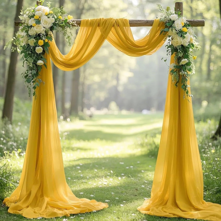 DRAPPING ( TELA CHIFFON ) 36 PIES 2 COSTURAS. COLOR  ( GOLD)