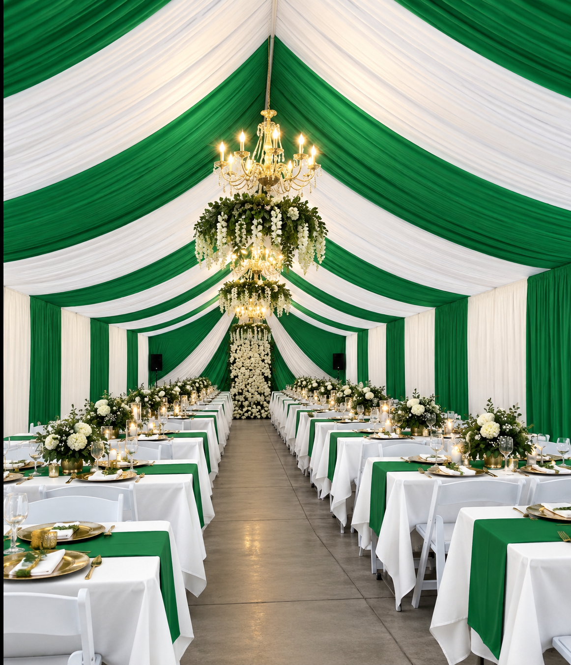 Cortinas Para Carpas | 12 yardas 5 costuras | Kelly Green