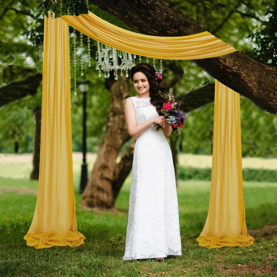 DRAPPING ( TELA CHIFFON ) 36 PIES 2 COSTURAS. COLOR  ( GOLD)