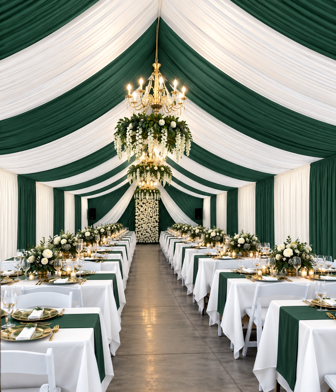 Cortinas Para Carpas | 12 yardas 5 costuras | Hunter Green