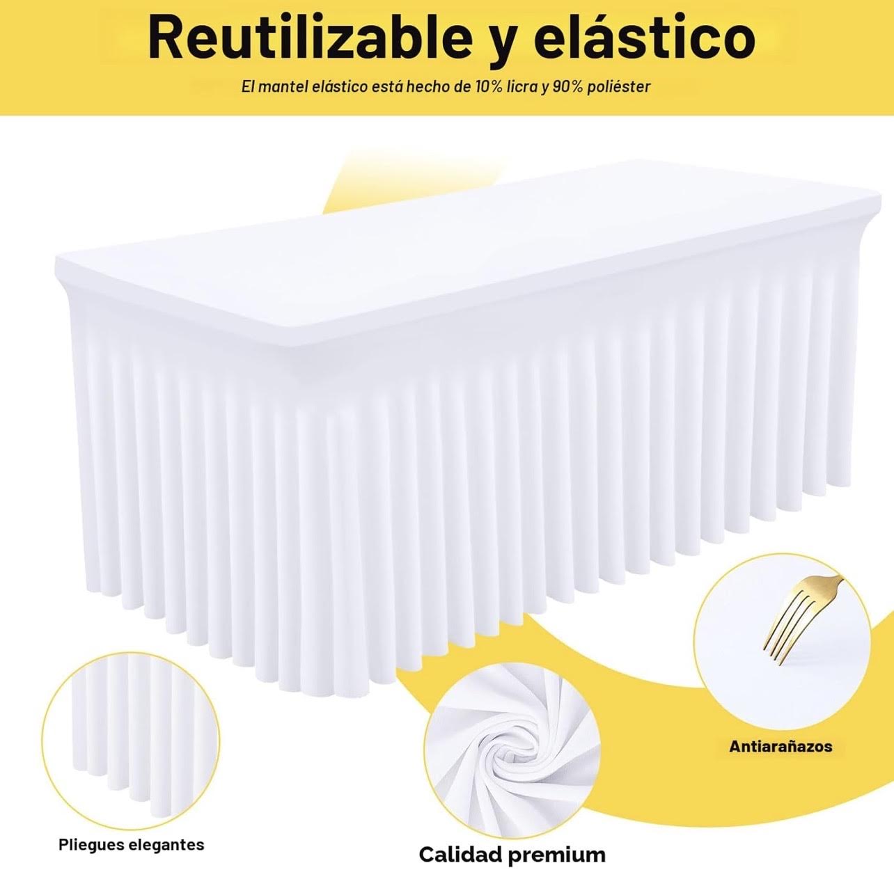 Mantel de Spandex, Mantel Elástico Ajustable Extensible para Mesas Rectangulares