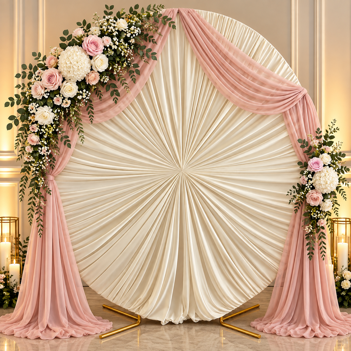 Pleated Circular Backdrop Covers | Ivory 6.6