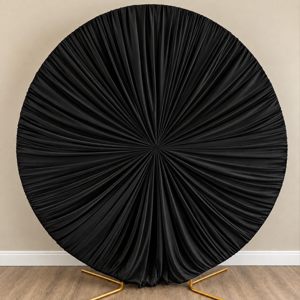 Pleated Circular Backdrop Covers | Black 6.6