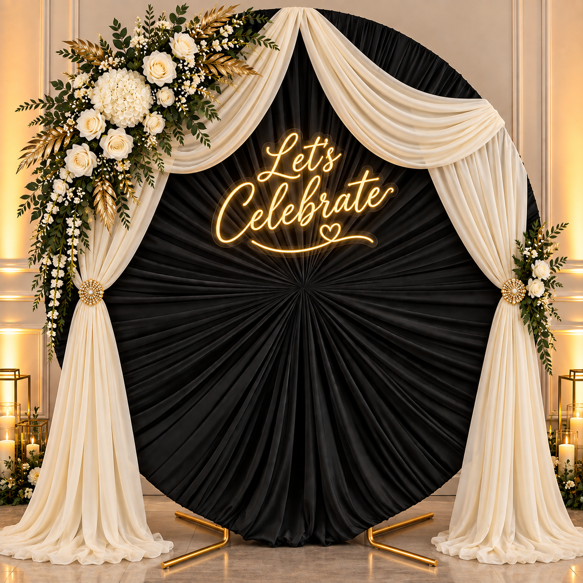 Pleated Circular Backdrop Covers | Black 6.6